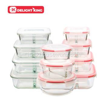 Set di contenitori in vetro per la conservazione degli alimenti a 2 scomparti, set da 10 pezzi